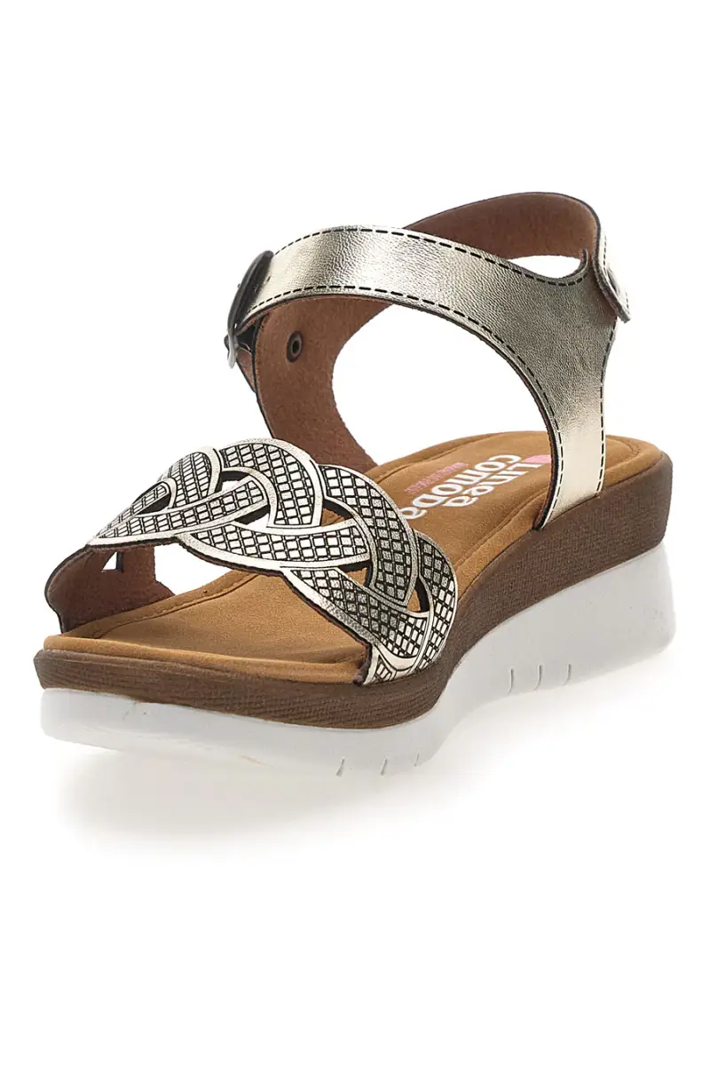 Sandali color platino con plantare comfort Linea Comoda 8068C [PLATINO] miniatura 4