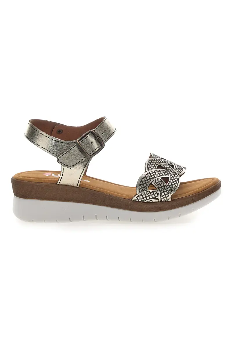 Sandali color platino con plantare comfort Linea Comoda 8068C [PLATINO]