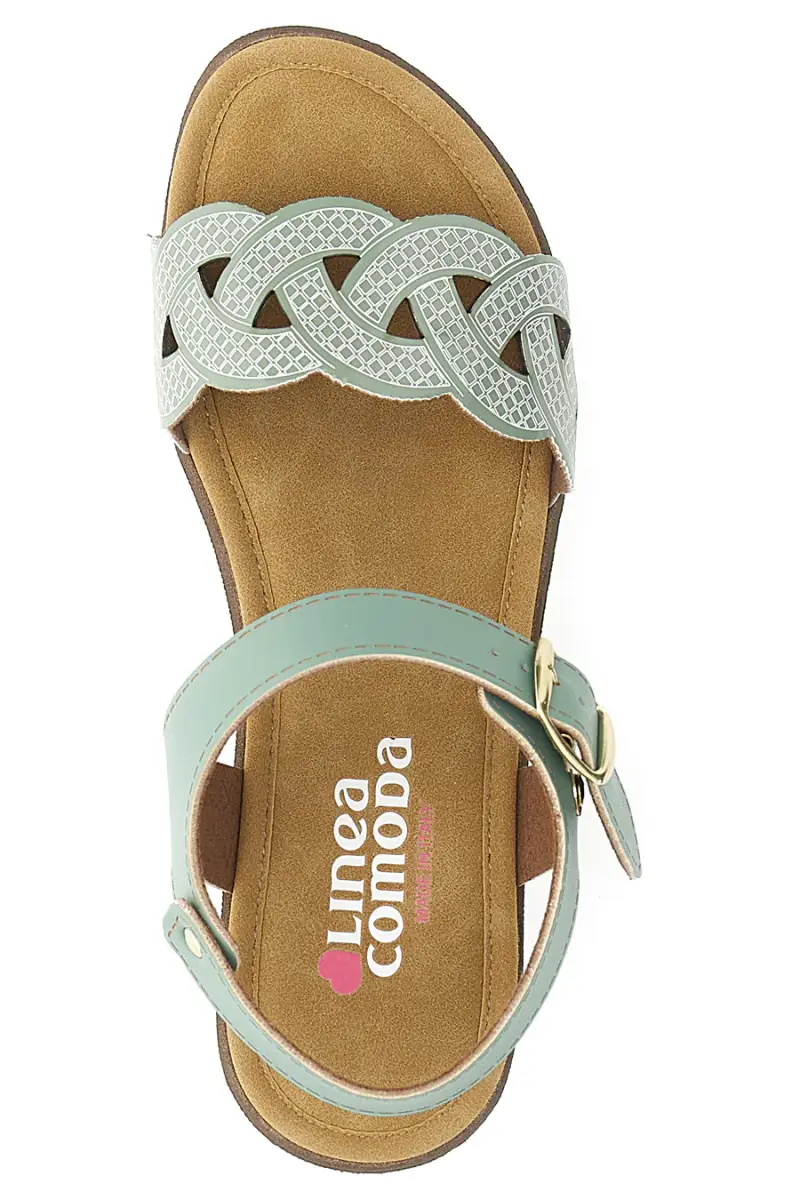Sandali verdi con zeppa e fascetta traforata Linea Comoda 8167 [MENTA] miniatura 3