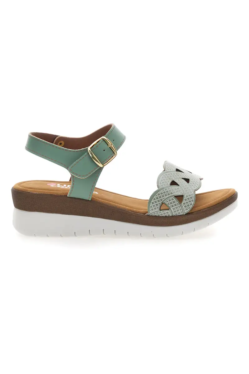 Sandali verdi con zeppa e fascetta traforata Linea Comoda 8167 [MENTA]