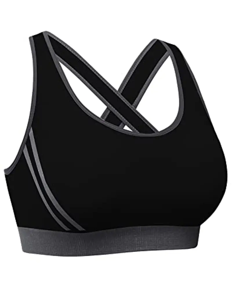 LITHERDAY Reggiseno Sportivo Donna Senza Ferretto Nero M