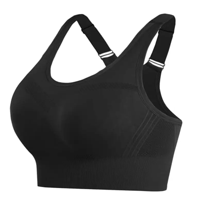 LITHERDAY Reggiseno Sportivo Donna Senza Ferretto Nero M