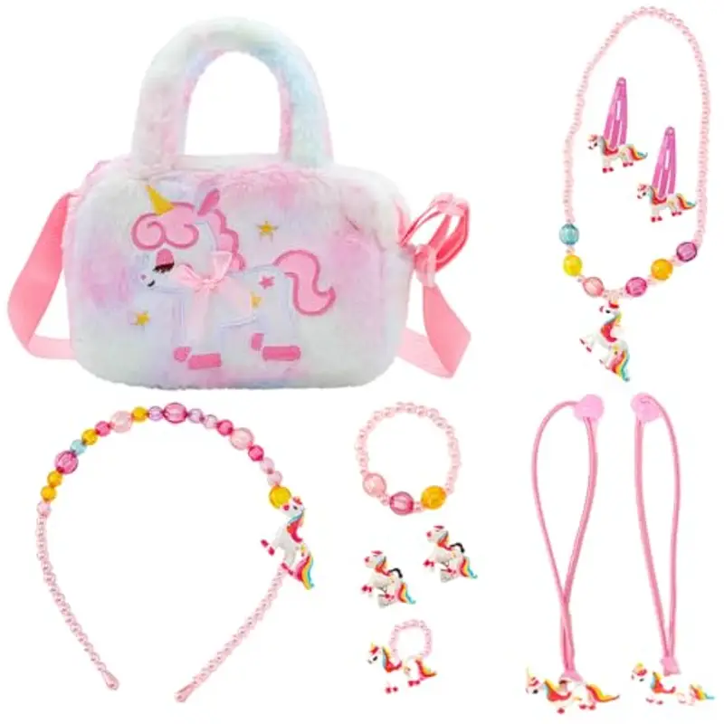 LITHYC Borsa Unicorno Bambina - Set Gioielli 11 Pezzi