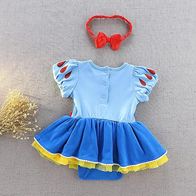 Lito Angels Vestito da Principessa Biancaneve Pagliaccetto per Bimba Bambina, Bebè Body Tutina con Fascia, Taglia 12-18 Mesi miniatura 2