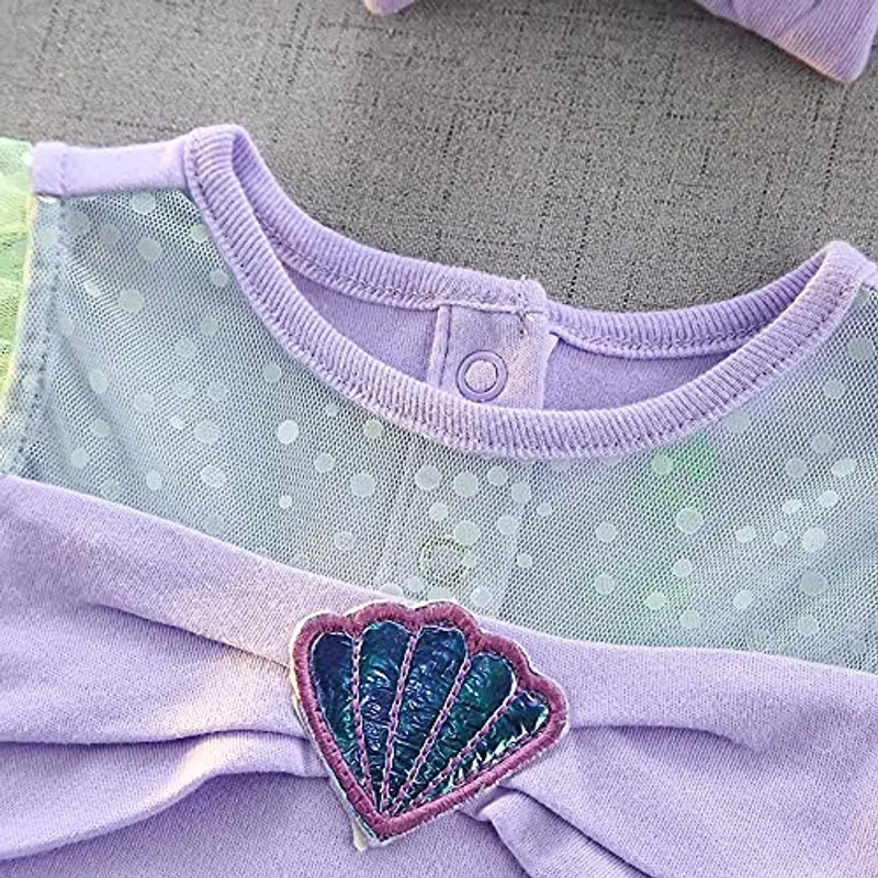 Lito Angels Vestito da Principessa Sirenetta Sirena Pagliaccetto per Bimba Bambina, Bebè Body Tutina con Fascia, Taglia 9-12 Mesi miniatura 3