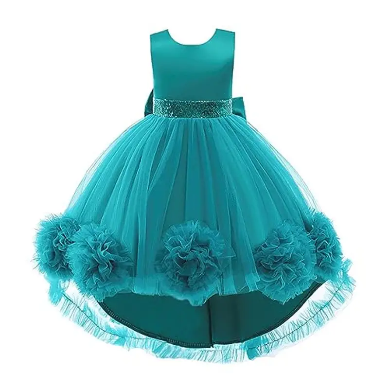 Lito Angels Vestito Damigella Abito da Festa Cerimonia Elegante per Bambina Taglia 3-4 Anni, Verde Acqua (Etichetta in Tessuto 110)