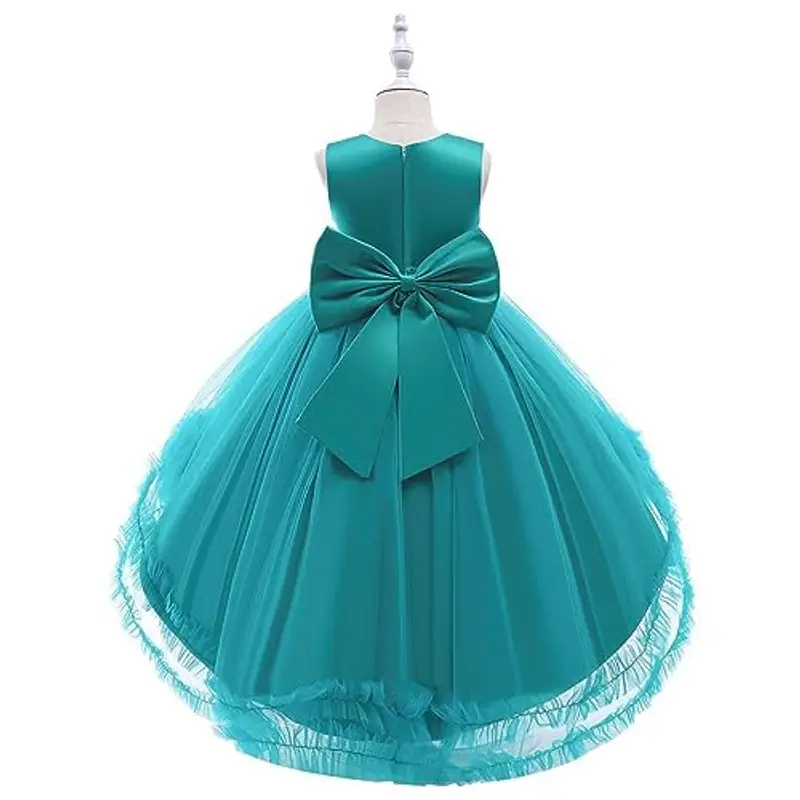 Lito Angels Vestito Damigella Abito da Festa Cerimonia Elegante per Bambina Taglia 3-4 Anni, Verde Acqua (Etichetta in Tessuto 110) miniatura 2