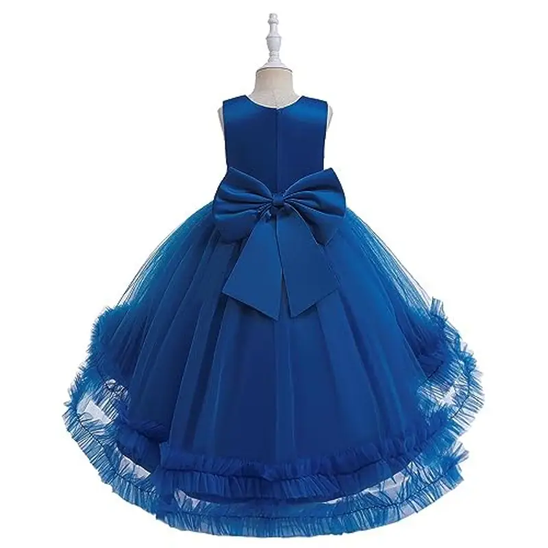 Lito Angels Vestito Damigella Abito da Festa Cerimonia Elegante per Bambina Taglia 6-7 Anni, Blu Reale (Etichetta in Tessuto 130) miniatura 2