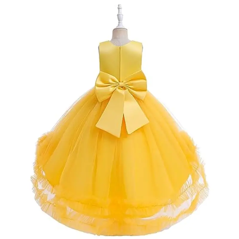 Lito Angels Vestito Damigella Abito da Festa Cerimonia Elegante per Bambina Taglia 8-9 Anni, Giallo (Etichetta in Tessuto 140) miniatura 2