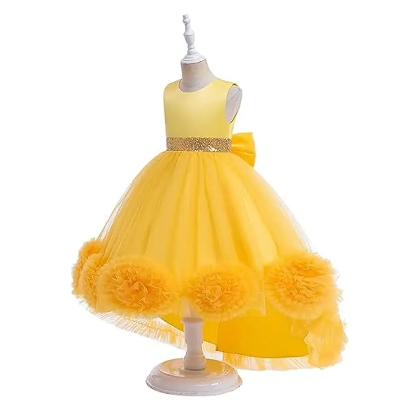 Lito Angels Vestito Damigella Abito da Festa Cerimonia Elegante per Bambina Taglia 8-9 Anni, Giallo (Etichetta in Tessuto 140) miniatura 3