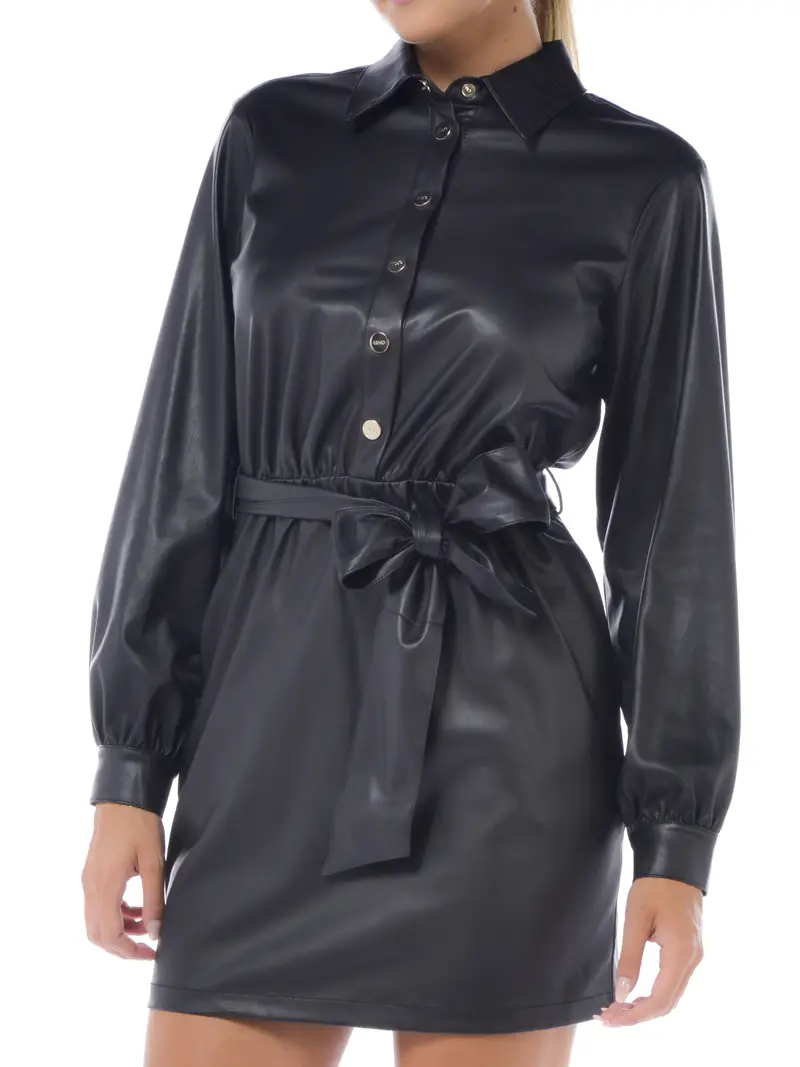 abito corto da donna Liu Jo spalmato con bottoni NERO