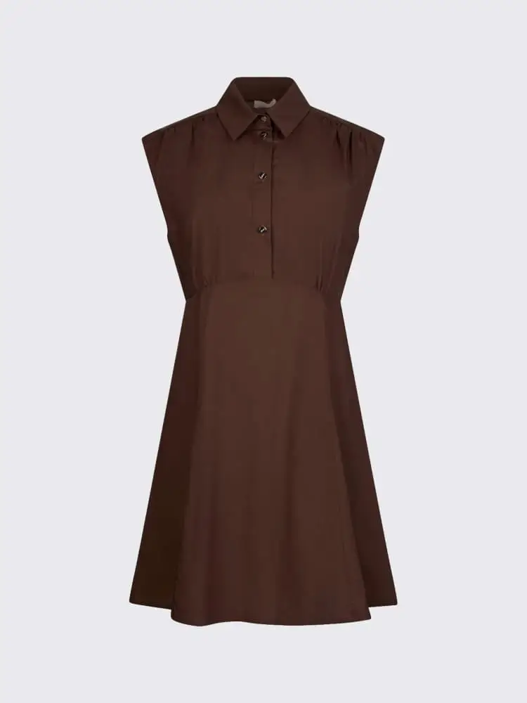 abito corto in popeline marrone