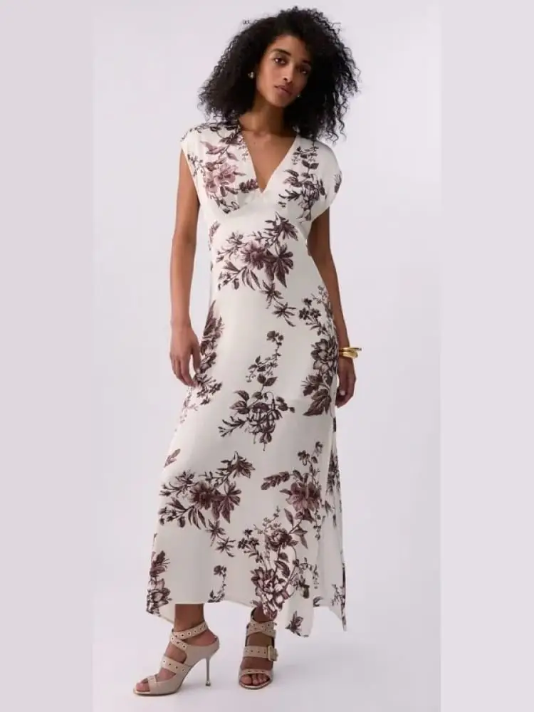 abito donna bianco con pattern floreale