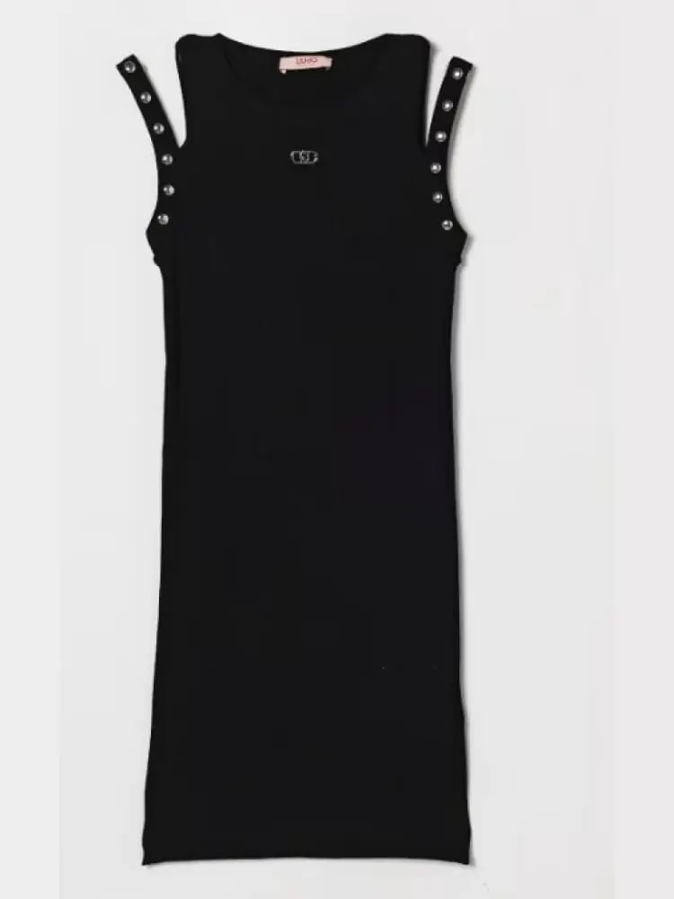 abito kids/junior in jersey nero con logo centrale