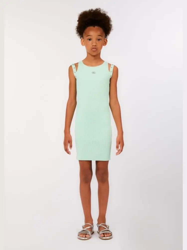 abito kids/junior in jersey verde acqua con logo centrale