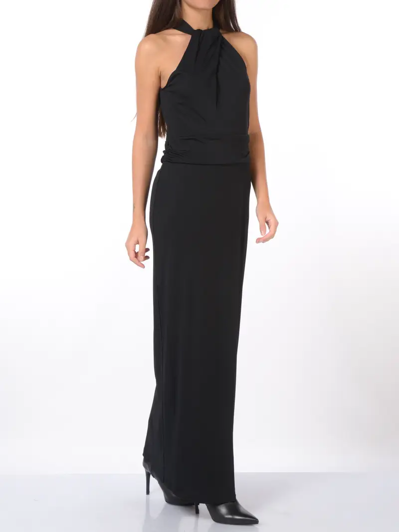 abito Lungo da donna Liu Jo con spacco e foulard NERO