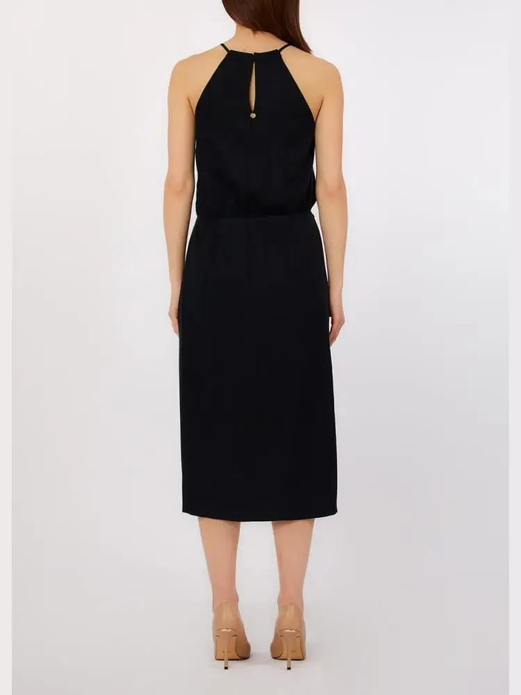 abito midi nero con apllicazioni gioiello miniatura 2