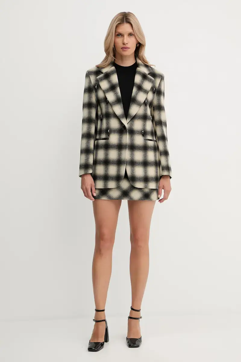 blazer con aggiunta di lana colore beige MF5193 T079A miniatura 2