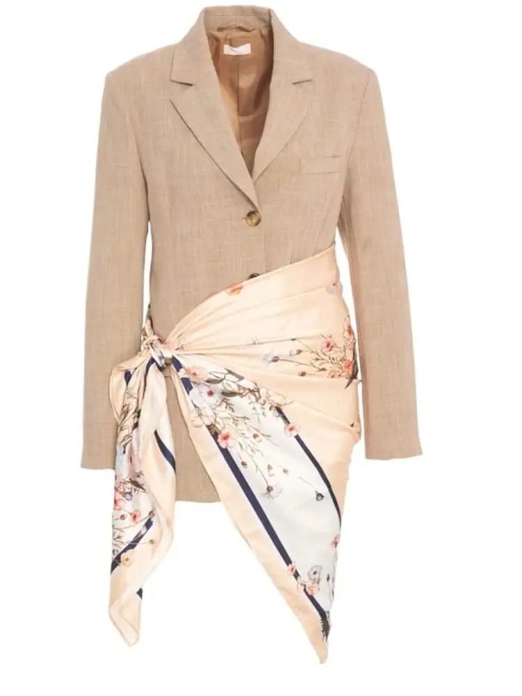 blazer donna beige con foulard