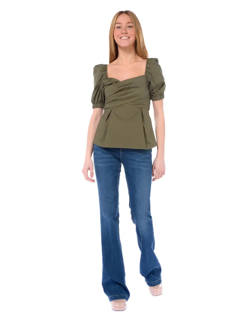 blusa da donna Liu Jo a pieghe con punto smock Verde miniatura 2