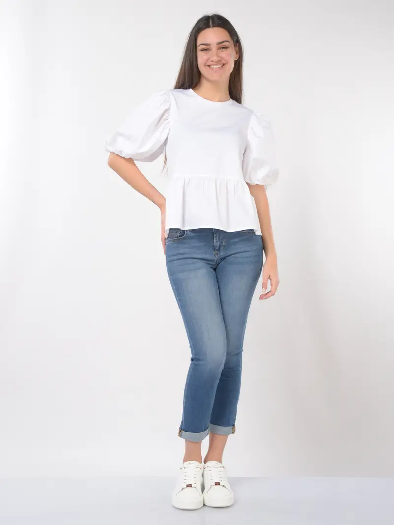 blusa da donna Liu Jo bitessuto con maniche a palloncino Bianco miniatura 2