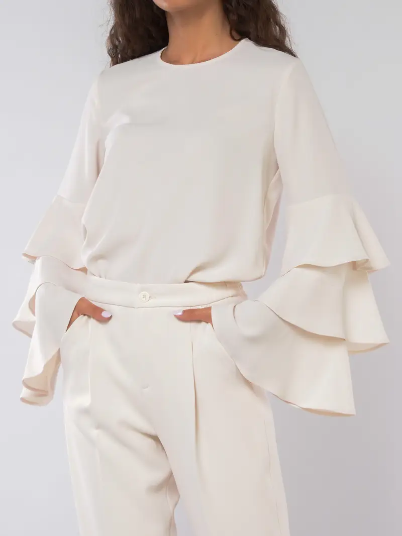 blusa da donna Liu Jo in crepe con maniche a balze BEIGE