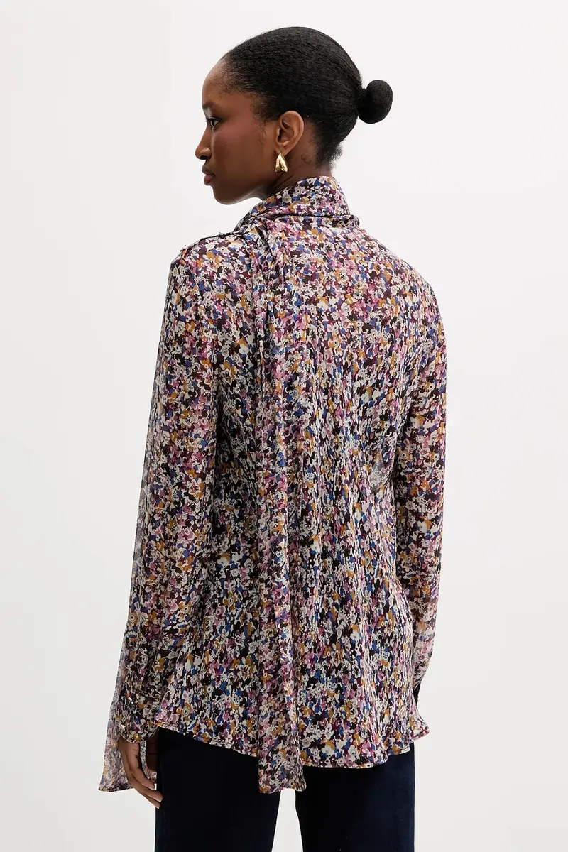 blusa di seta colore violetto MF5386 T2559 miniatura 3