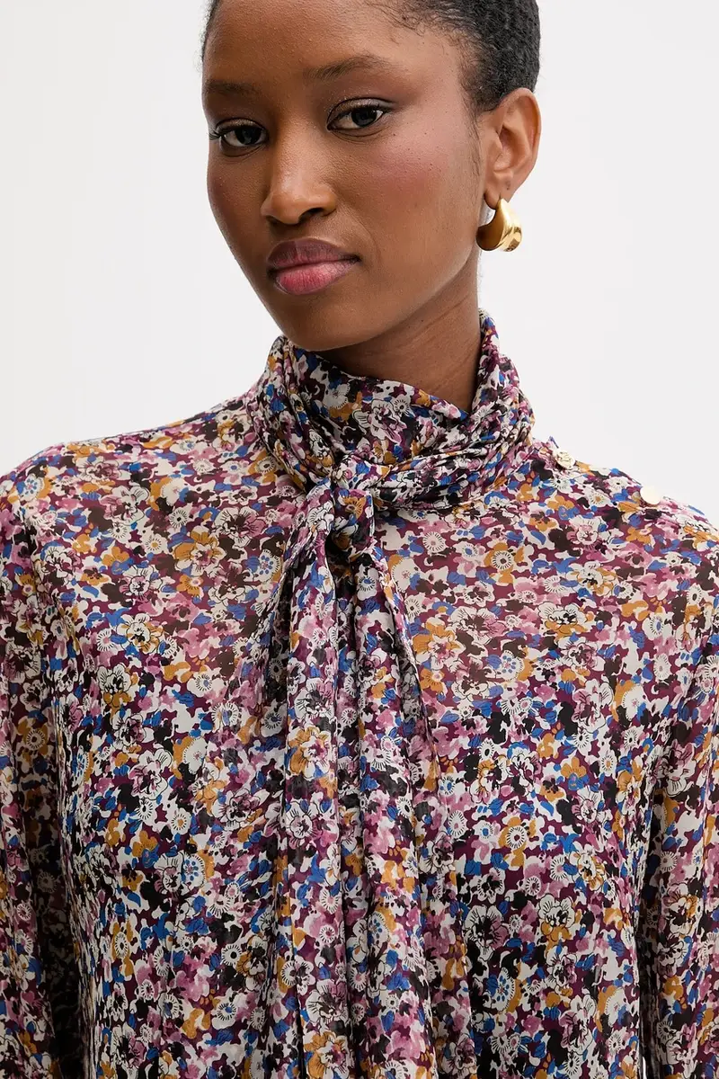 blusa di seta colore violetto MF5386 T2559 miniatura 4