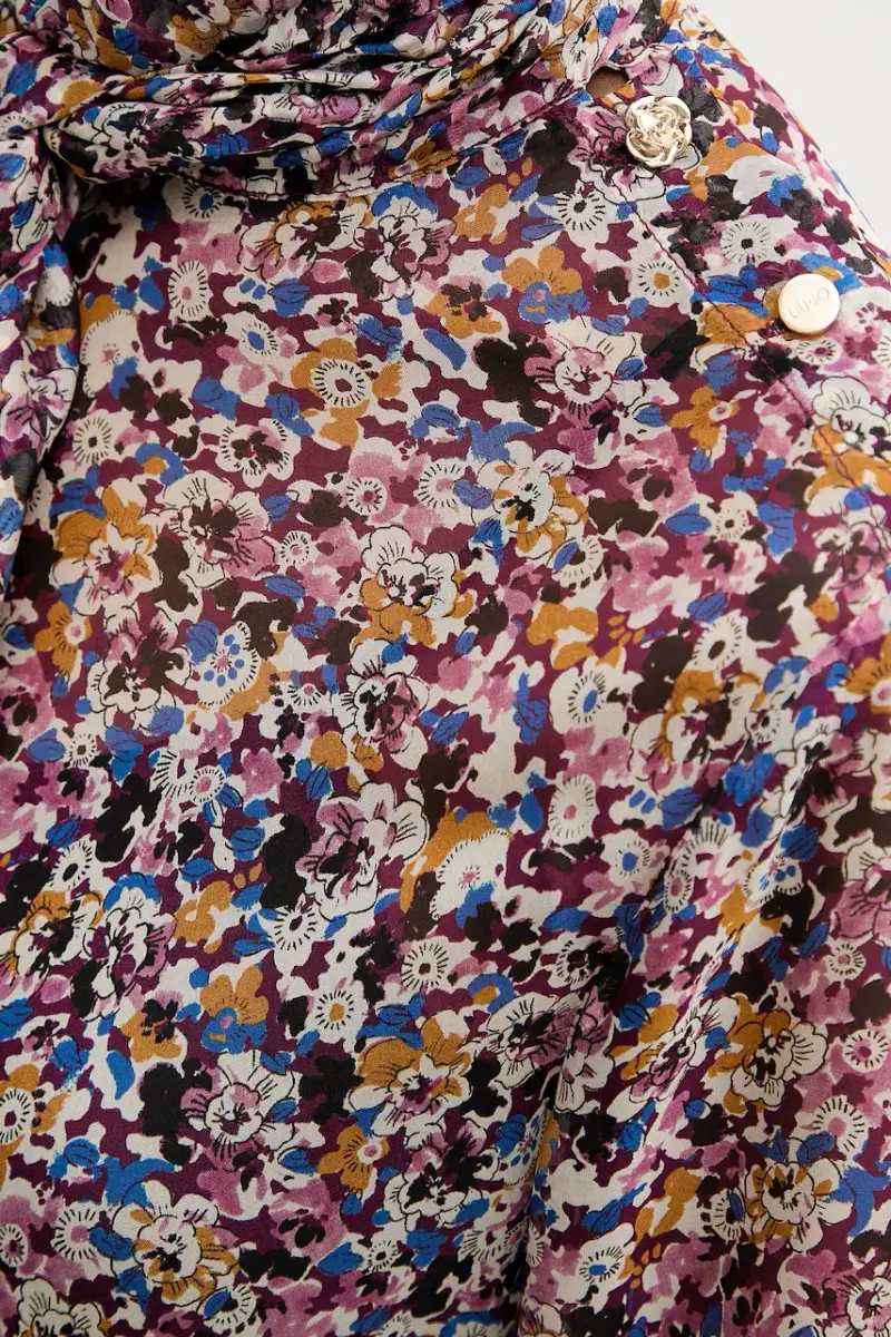 blusa di seta colore violetto MF5386 T2559 miniatura 5