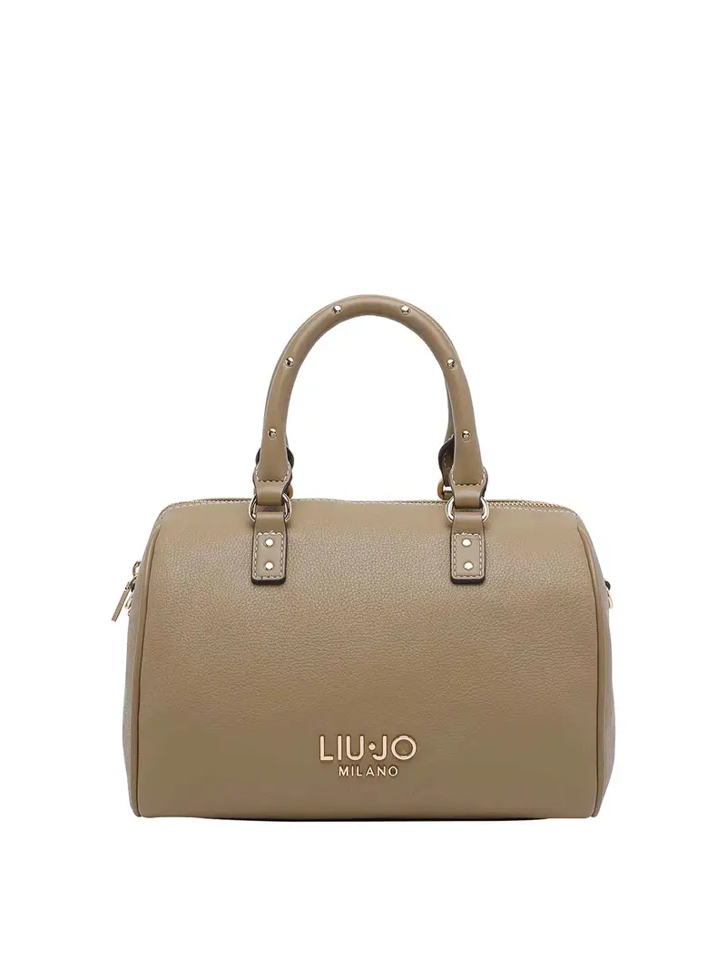 Borsa a mano con logo color fango Verde