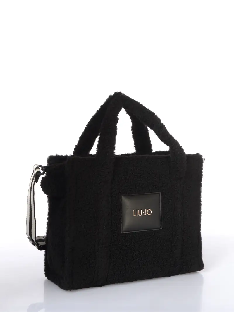 borsa a mano da donna Liu Jo Tote effetto teddy NERO miniatura 2