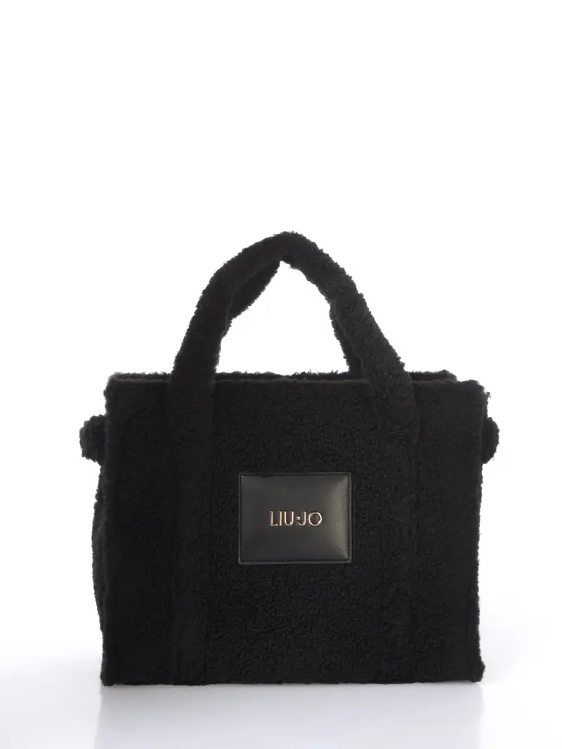 borsa a mano da donna Liu Jo Tote effetto teddy NERO