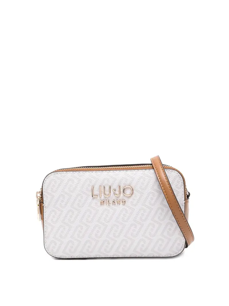 Borsa A Tracolla Con Placca Logo Oro Marrone