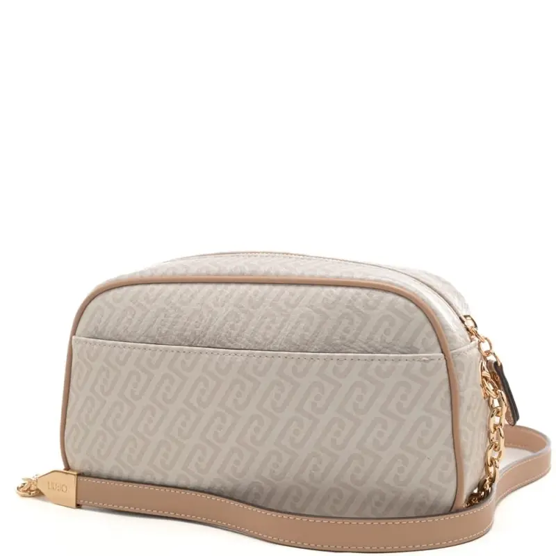 borsa camera case da donna con inserti a contrasto e stampa con logo monogram all over naturale miniatura 3