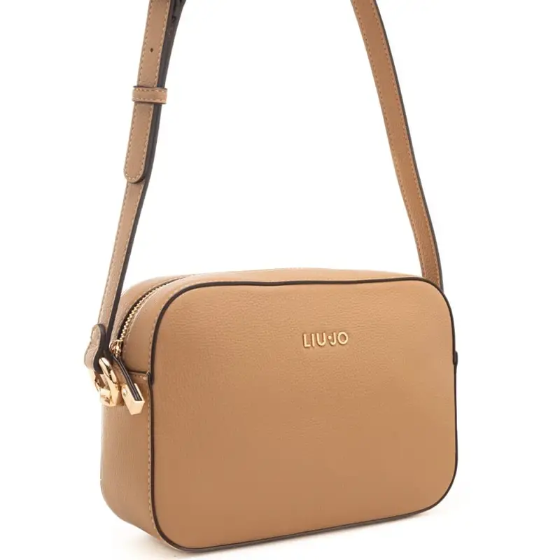 borsa camera case da donna con logo lettering in metallo sul davanti cammello miniatura 3