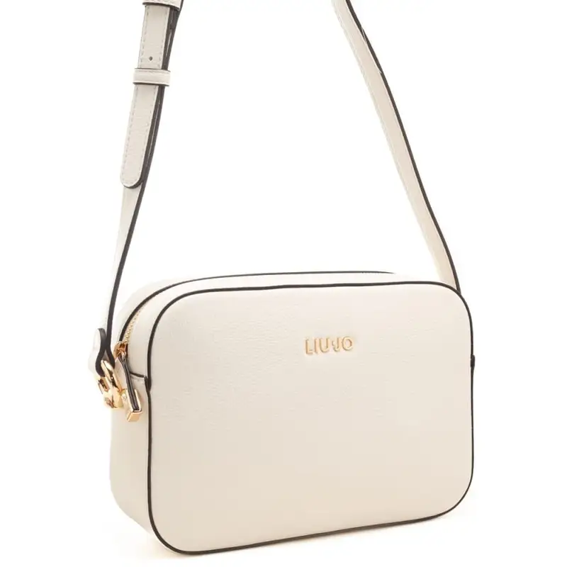 borsa camera case da donna con logo lettering in metallo sul davanti crema miniatura 2