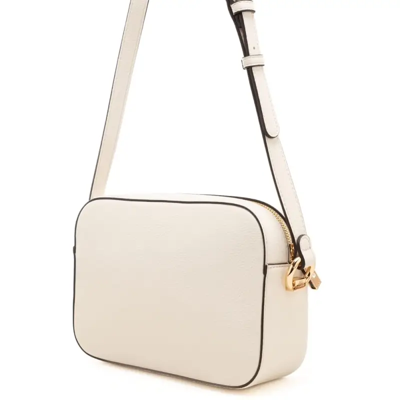 borsa camera case da donna con logo lettering in metallo sul davanti crema miniatura 3