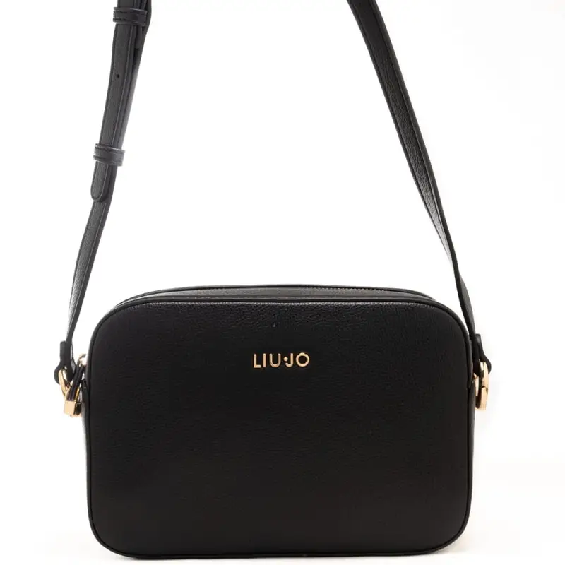 borsa camera case da donna con logo lettering in metallo sul davanti nera