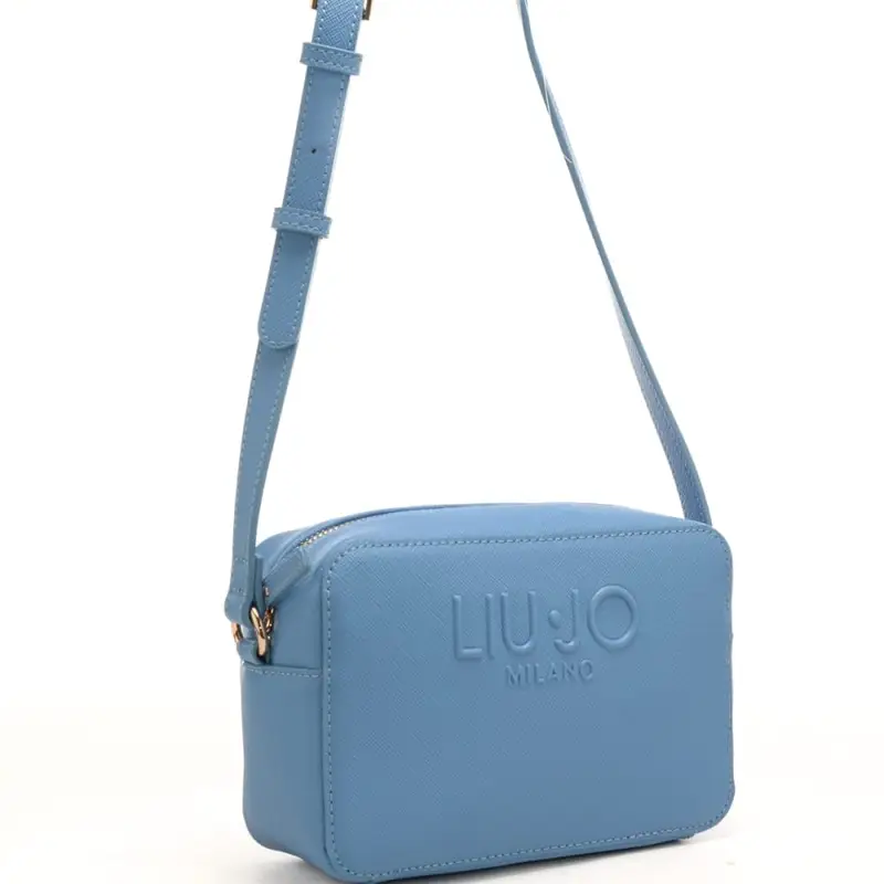 borsa camera case da donna con logo lettering in rilievo sul davanti azzurra miniatura 2