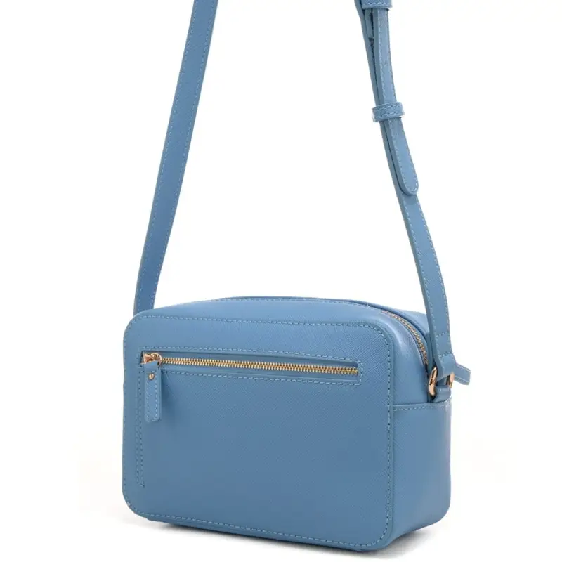 borsa camera case da donna con logo lettering in rilievo sul davanti azzurra miniatura 3