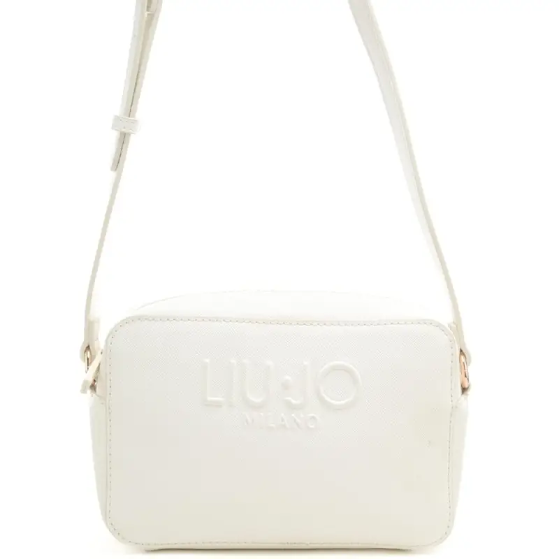 borsa camera case da donna con logo lettering in rilievo sul davanti crema