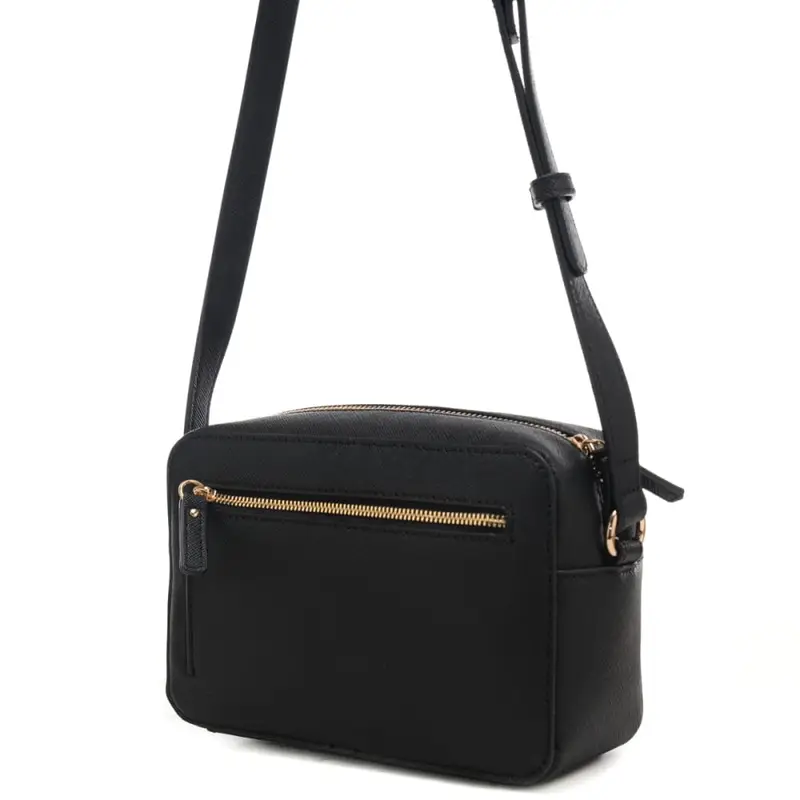 borsa camera case da donna con logo lettering in rilievo sul davanti nera miniatura 2