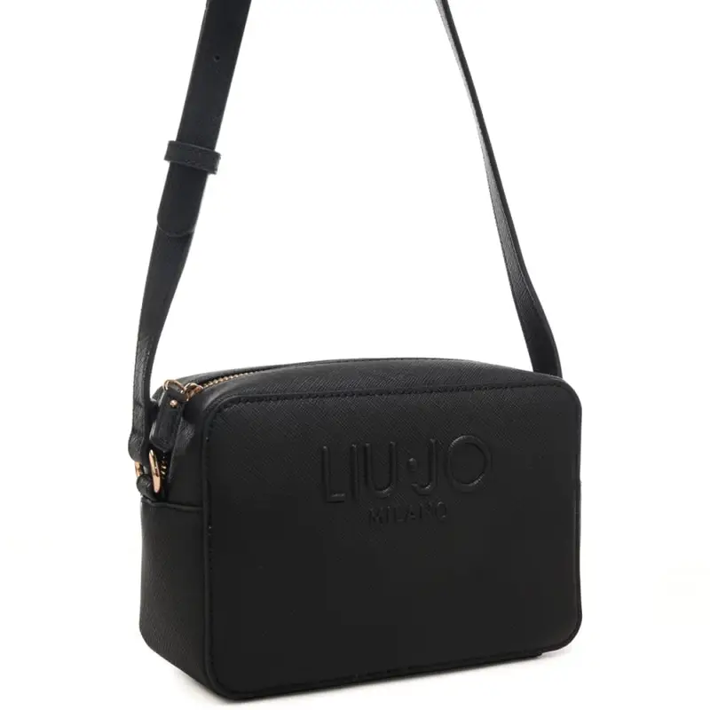 borsa camera case da donna con logo lettering in rilievo sul davanti nera miniatura 3