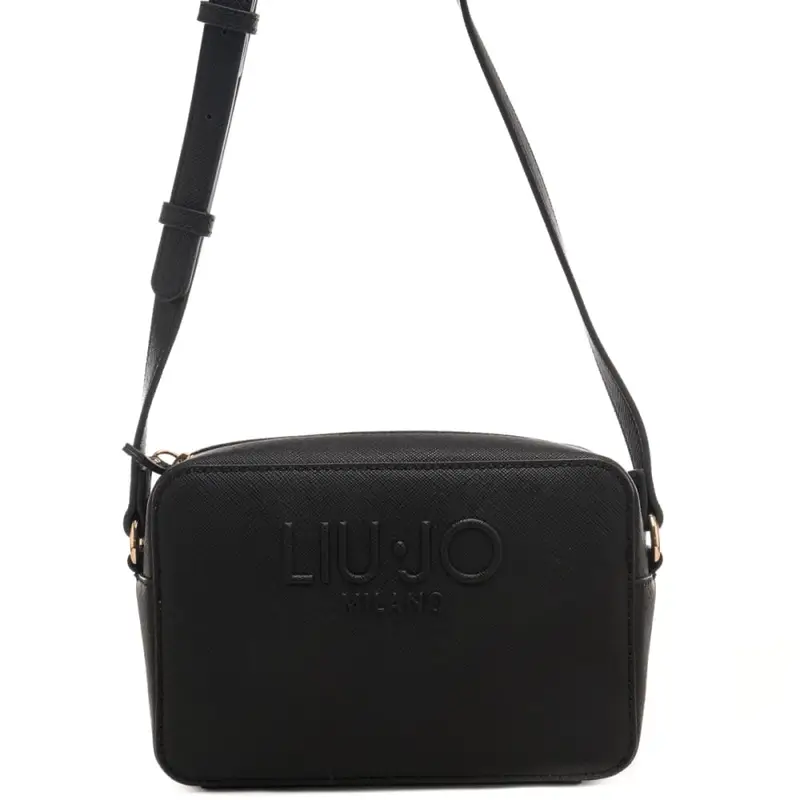 borsa camera case da donna con logo lettering in rilievo sul davanti nera