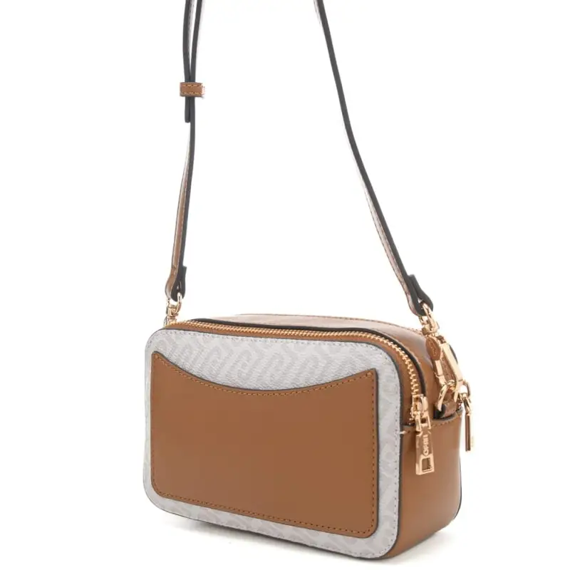 borsa camera case da donna con stampa con logo monogram all over naturale miniatura 3