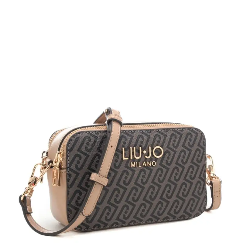 borsa camera case da donna con stampa con logo monogram all over testa moro miniatura 2