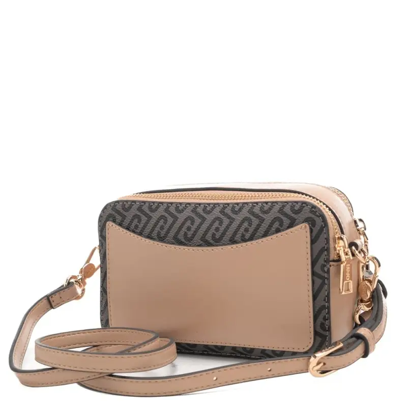 borsa camera case da donna con stampa con logo monogram all over testa moro miniatura 3