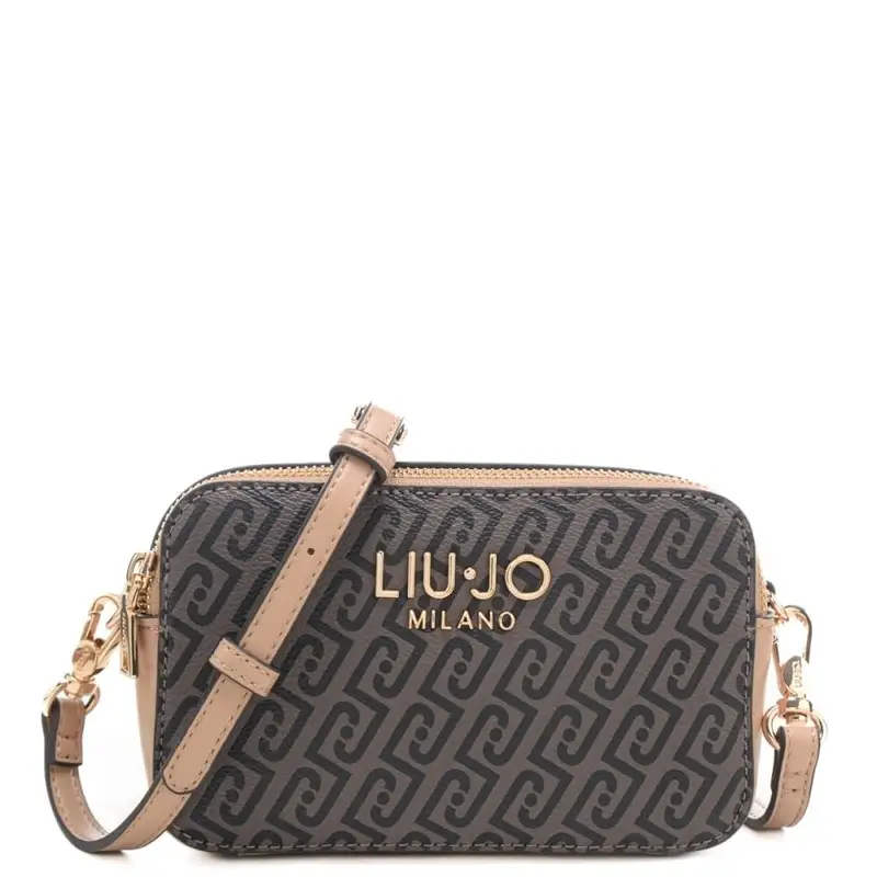 borsa camera case da donna con stampa con logo monogram all over testa moro