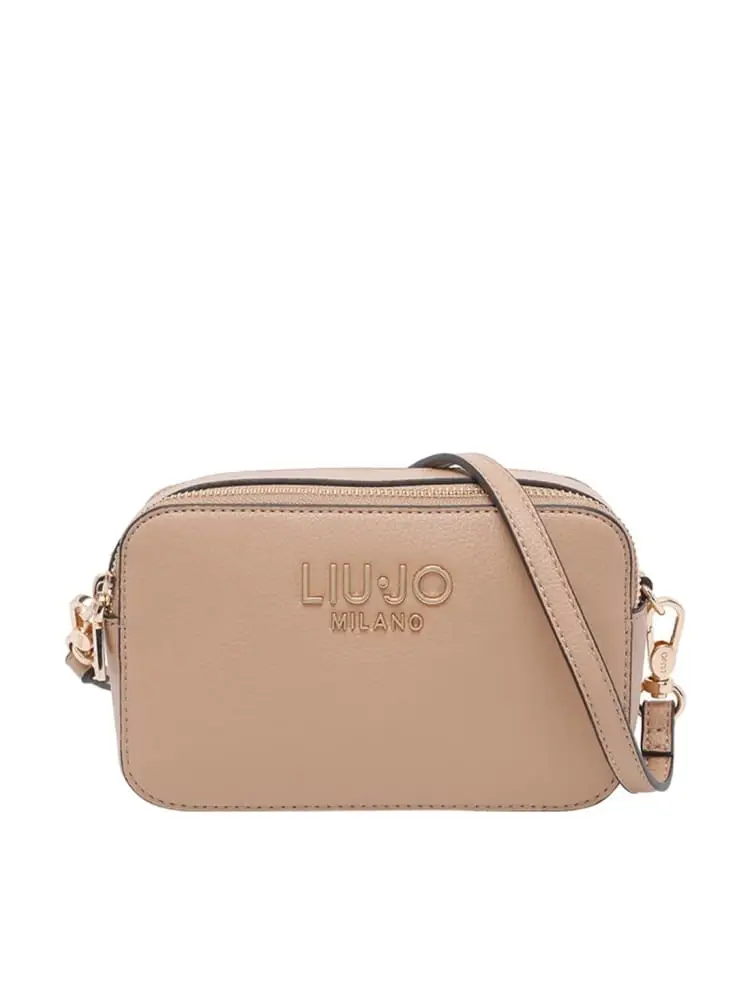borsa camera case in ecopelle beige con logo