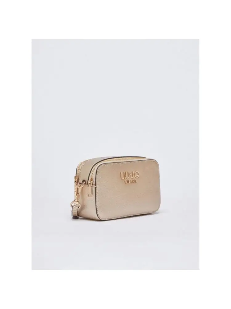 borsa camera case in ecopelle oro con logo miniatura 2